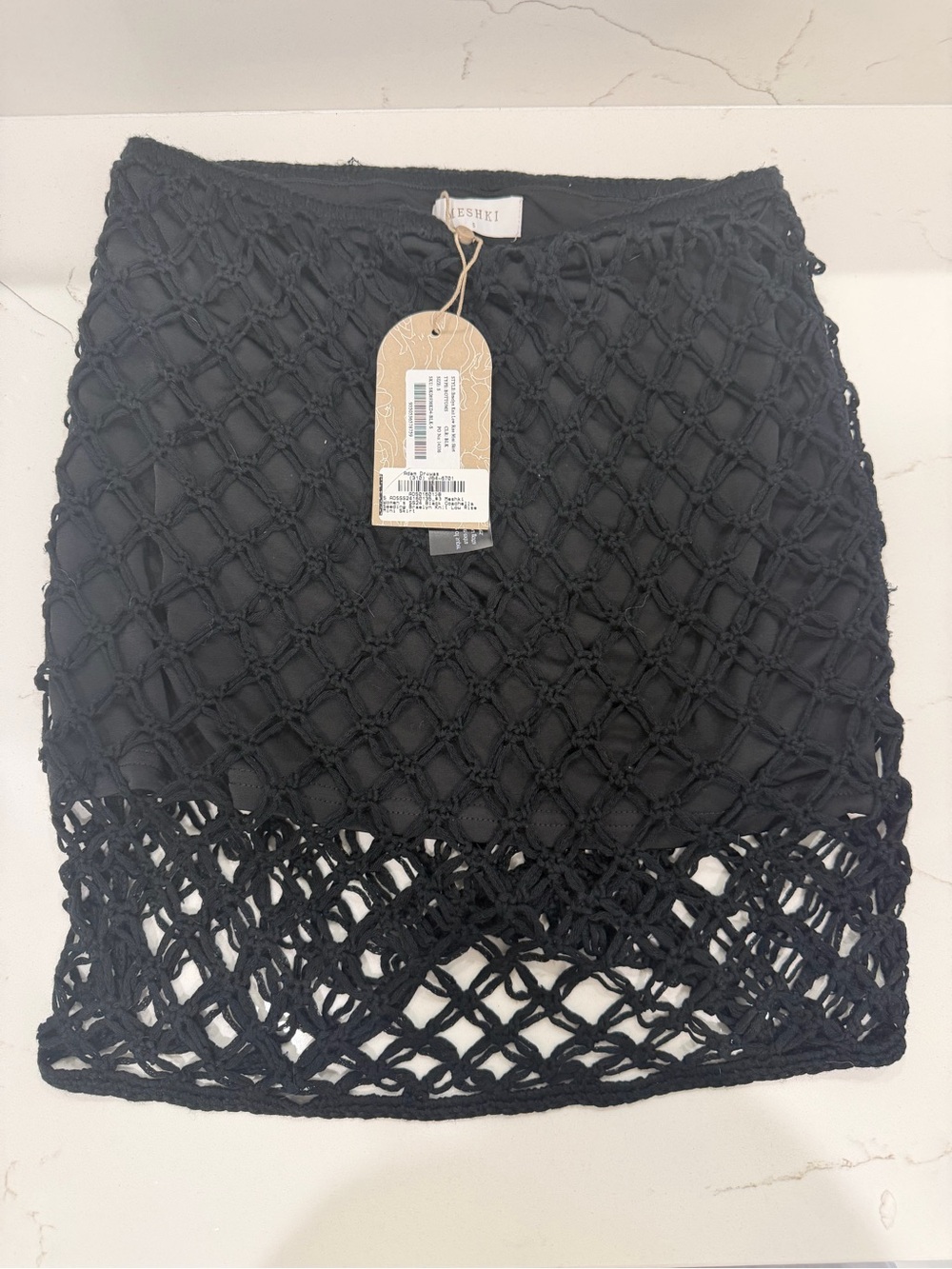 Meshki Black Crochet Macramé Mini Skirt beach cover up